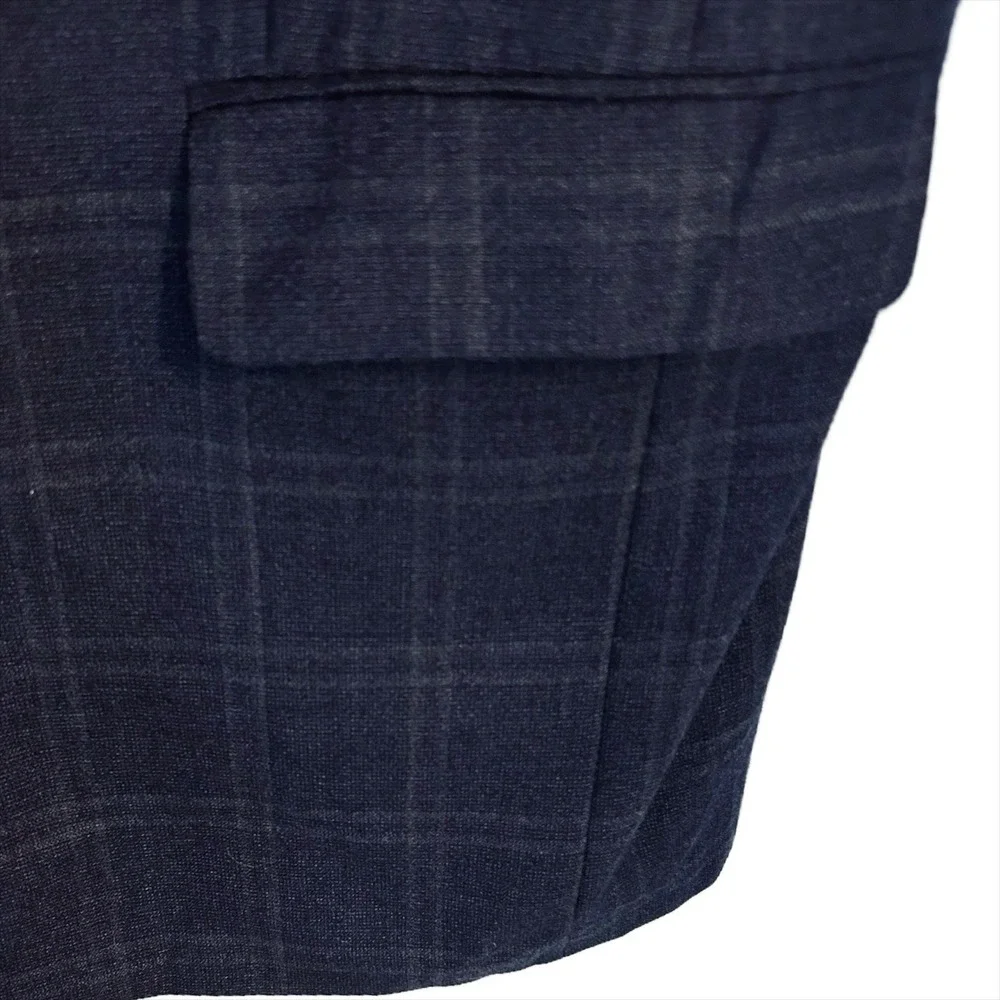 Jos A Bank Wool Sport Coat 44L Navy Blue Gray Windowpane‎ Plaid Gordon Blazer